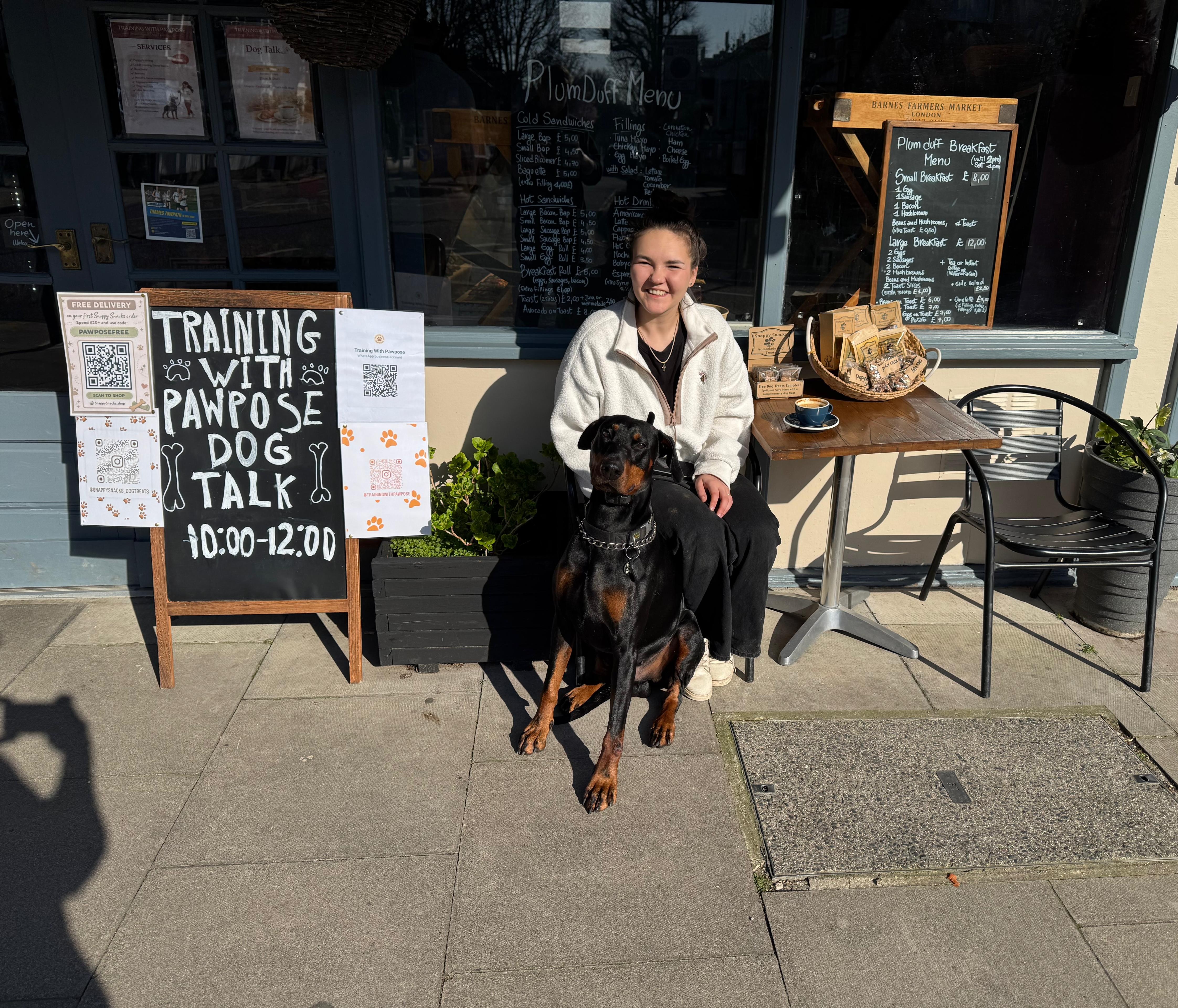 Anna training dogs in the park